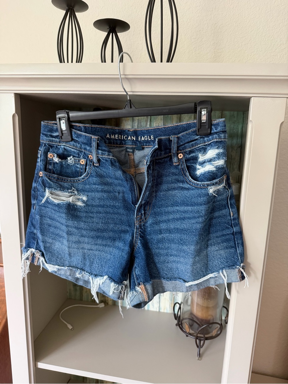 American Eagle Outfitters Blue Distressed Denim Cutoff Shorts